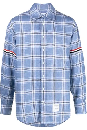 Thom Browne RWB stripe checked linen shirt
