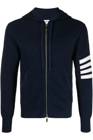 Thom Browne 4-Bar stripe waffle-knit hoodie