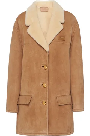 Prada Shearling-trim suede coat