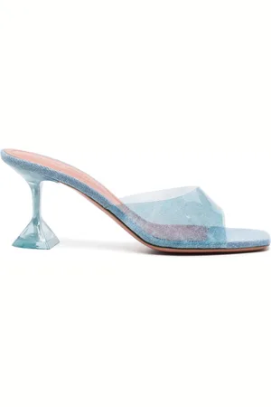 Amina Muaddi Lupita Glass 70mm denim mules