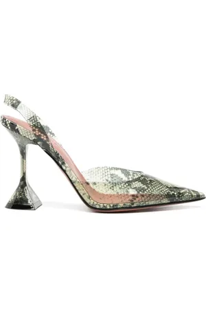 Amina Muaddi Holli Glass 95mm snakeskin-effect pumps