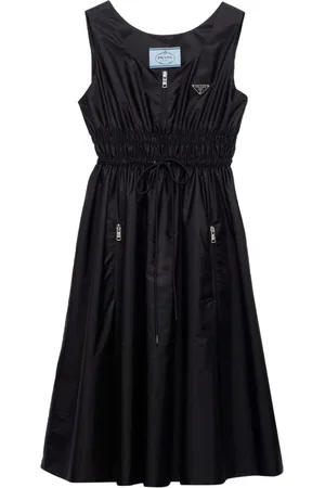 Prada Logo-appliqué Re-Nylon midi dress