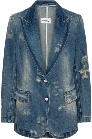 Seen Users Silhouette distressed denim blazer