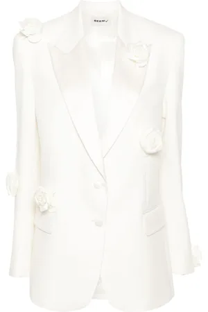 Seen Users In Bloom floral-appliqué twill blazer