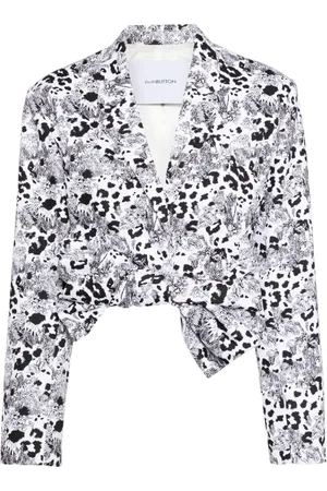pushBUTTON Bow printed cropped jacket