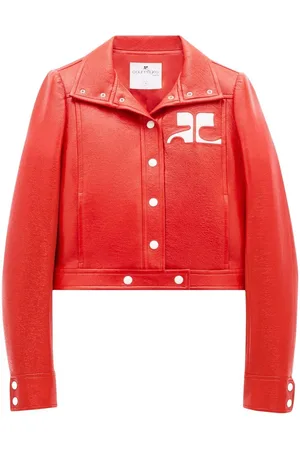 Courrèges Patent logo-patch jacket