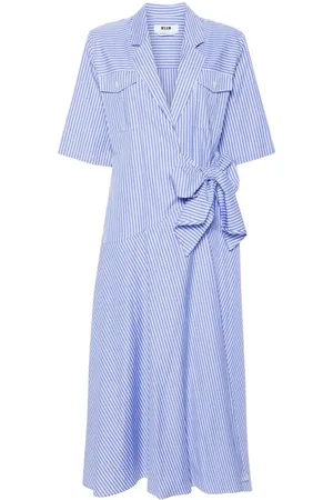 Msgm Wraparound striped midi dress