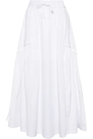 ISABEL BENENATO Drawstring-waist cotton midi skirt