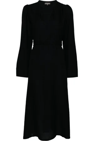 N.PEAL Split-collar belted dress