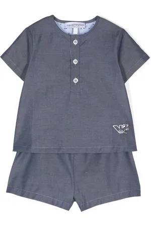 Emporio Armani Logo-embroidered cotton shorts set