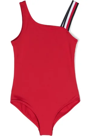 Tommy Hilfiger Global-stripe asymmetric swimsuit