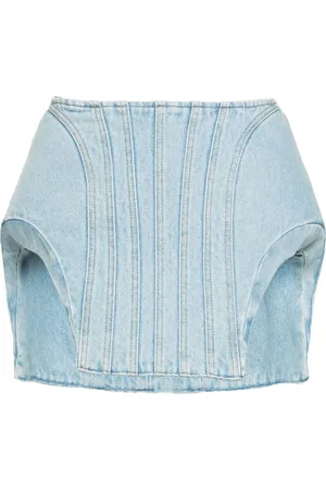MUGLER Padded mini denim skirt