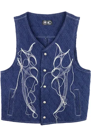 THUG CLUB Embroidered denim vest