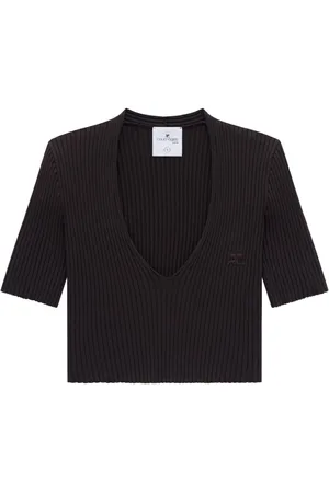 Courrèges Ribbed knit V-neck top