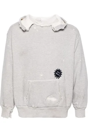 SAINT MXXXXXX Distressed-finish cotton hoodie