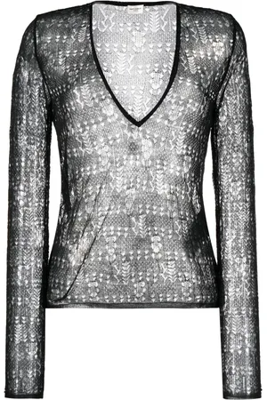Saint Laurent Open-knit semi-sheer top