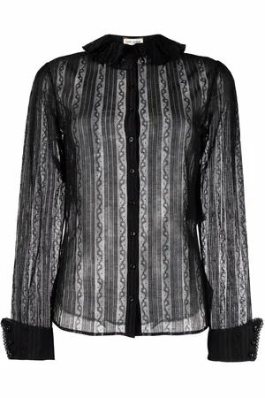 Saint Laurent Frilled-neck lace shirt