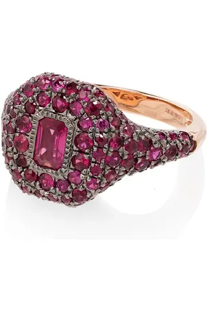 Shay 18kt rose gold pavé ruby pinky ring