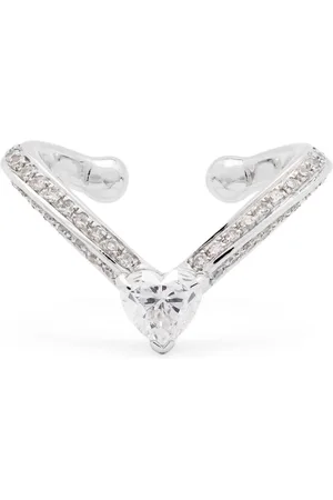Shay 18kt white gold Heart Chevron diamond ear cuff
