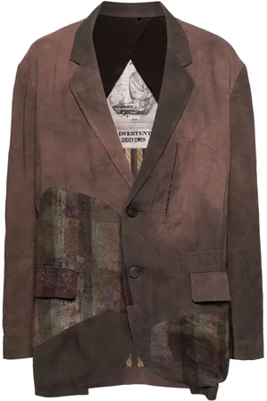 ZIGGY CHEN Asymmetrical-print patchwork blazer