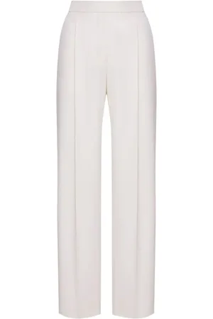 Oscar de la Renta Pleat-detailing wool-blend trousers