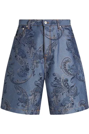 Etro Paisley-jacquard denim bermuda shorts