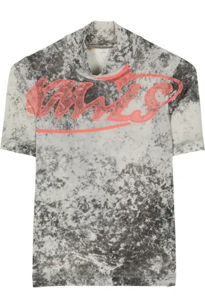 KNWLS Logo-print bleached-effect T-shirt