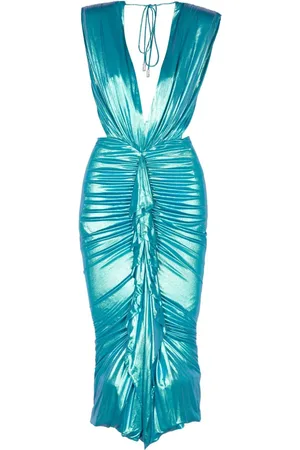 ALEXANDRE VAUTHIER Foiled drape-detailing dress