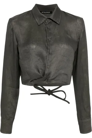 OTTOLINGER Cropped tie-strap linen shirt