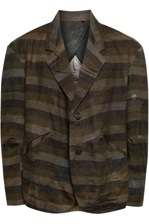 ZIGGY CHEN Distressed striped blazer
