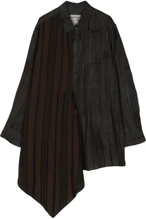 ZIGGY CHEN Striped-underlayer paneled shirt