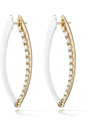 Melissa Kaye 18kt yellow and diamond Cristina hoop earrings