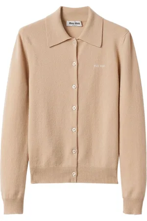 Miu Miu Logo-intarsia cashmere-knit cardigan