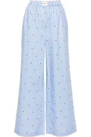 ROTATE Striped straight-leg trousers
