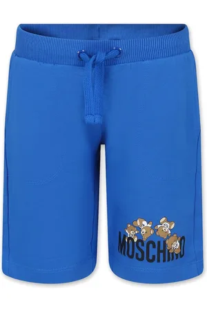 Moschino Kids logo-print flared shorts - Blue