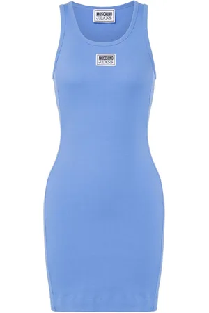 Moschino Logo-appliqué ribbed minidress