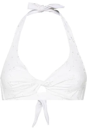 MC2 SAINT BARTH Tristan floral-embroidered bikini top