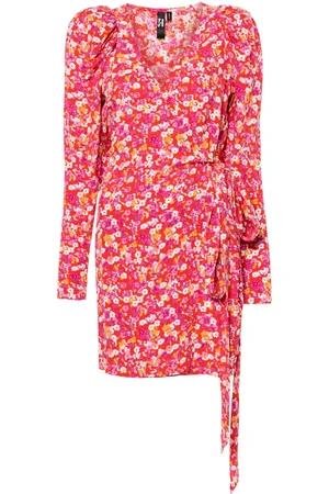 ROTATE X Reina Olga floral-jacquard wrap dress