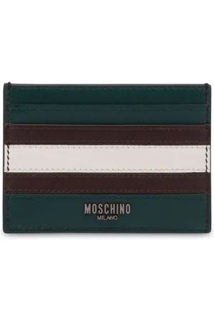 Moschino Stripe-detail leather card holder