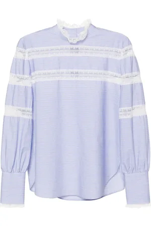 Twin-Set Lace-trim striped blouse