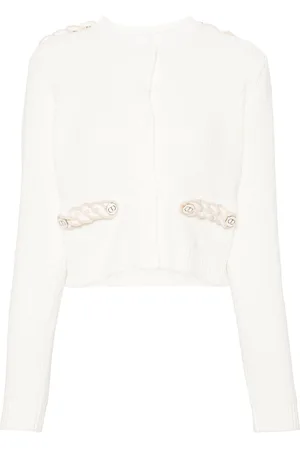 Twin-Set Braid-trim chunky-knit cardigan