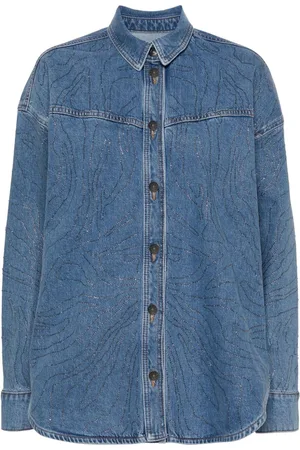 ROTATE Crystal-embellished denim shirt