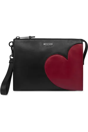 Moschino Heart-appliquéd leather clutch bag