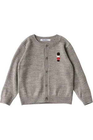 Familiar Embroidered fine knit cardigan