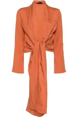 Voz Long-sleeved wrap-design blouse