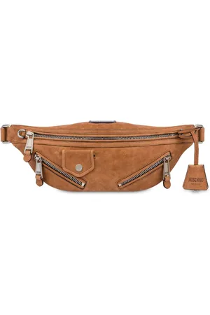 Moschino Eyelet-embellished sheepskin belt bag
