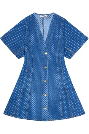 Ganni Polka-dot print denim dress