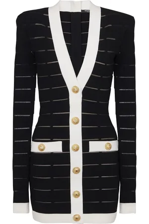 Balmain Button-embellishment knitted mini dress
