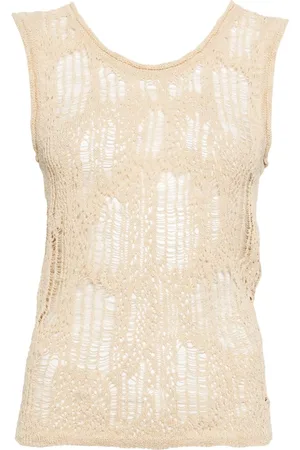 SYSTEM Distressed open-knit top