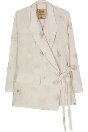 UMA WANG Floral-jacquard tied blazer